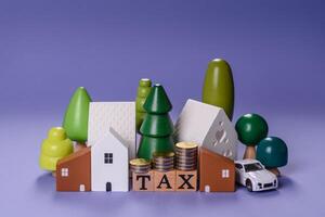 Tax on real estate, property, car or business. Finance payments photo