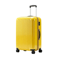 Yellow suitcase with wheels cut out, representing the concept of travel and vacation png