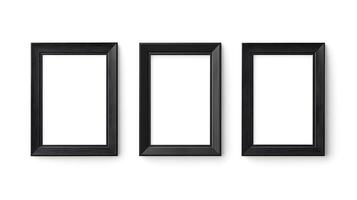 Set Of Three Black Square Frames On A White Surface, Highlighting Contemporary Design And Simplicity In Home Decor. photo