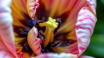 closeup of a tulip petal with water droplets photo