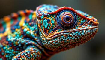 close up of a chameleon's skin patterns photo