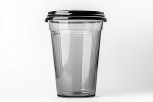 Empty Transparent Cup with Black Cap photo