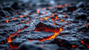 close up of lava rocks steaming after rain photo