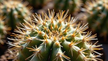 close up of cactus needles and texture under sunlight photo