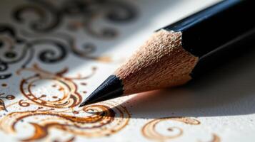 closeup of pencil tip drawing on paper photo