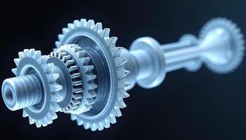 A detailed x ray render shows mechanical gear system with interlocking gears, showcasing precision engineering and intricate design photo