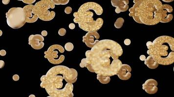 Captivating display of animated euro signs and shimmering golden coins cascading against transparent background. Alpha channel. Movement and abundance. 3D animation, overlay. video