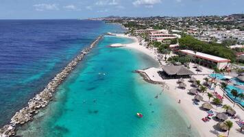 Aerial Caribbean Beach at Willemstad Netherlands Curacao.. Stunning Background. video
