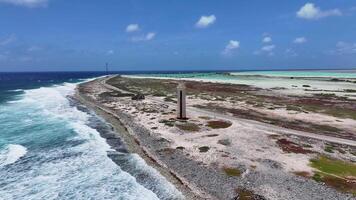 Aerial Landscape of Lighthouse Bonaire in Kralendijk Bonaire in Netherlands Antilles.. Stunning Background. video