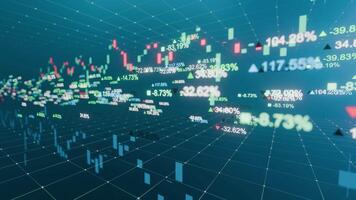 Digital Financial Chart with Volatile Price and 3D Grid Layout in Abstract Stock Market Animation, seamless loop video