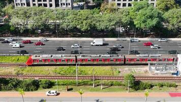Outdoors collective transport in Downtown Sao Paulo in Brazil.. Beautiful Background. video