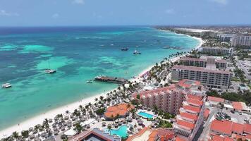 Awesome Palm Beach in Oranjestad Caribbean Netherlands in Aruba. Beauty Background. video