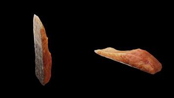 Cyclic rotation of two types of salmon around their axis. Looping motion. Close-up. Alpha Channel. video