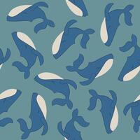 Illustration of a pattern with whales. vector