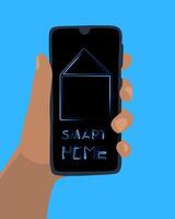 Controlling a smart home from a smartphone. vector
