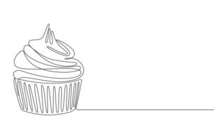 Cupcake Continuous Line Icon art vector
