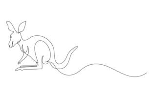 Continuous single line sketch drawing of kangaroo Australia endemic animal mammals vector
