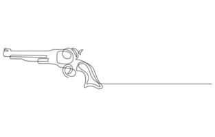 Revolver continuous one line drawing vector