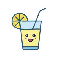 a lemonade drink with a smiley face and a straw vector