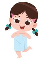 Cartoon Girl After Bath in Towel vector