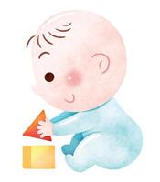 Baby Playing with Shape Blocks vector