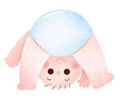 Playful Baby in Upside-Down Pose vector