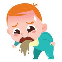 Baby Vomiting While Sick vector