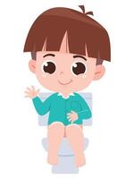 Cartoon Boy Using Toilet vector