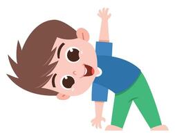 Stretching Boy Cartoon Illustration in Playful Pose vector