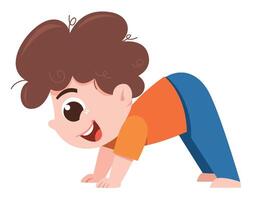 Cheerful Boy Playing on All Fours Cartoon Style vector
