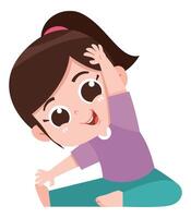 Cartoon Girl Stretching Sideways with a Smile vector