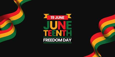 Juneteenth Freedom Day banner background design element with realistic waving flag vector