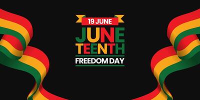 Juneteenth Freedom Day banner background June 19 element with realistic waving flag vector