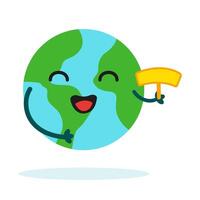 Planet Earth sticker mascot character with cute expression for Environment themes vector