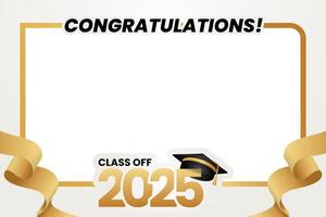 Graduation photo frame with white background for class of 2025 template design vector