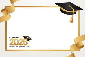 Graduation photo frame with white background for class of 2025 template vector