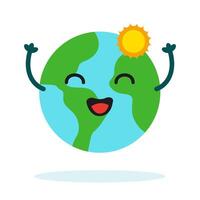 Planet Earth mascot character with cute expression for Environment, ecology and climate themes vector