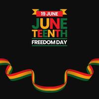 Juneteenth Freedom Day square banner background with waving ribbon flag vector