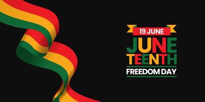 Juneteenth Freedom Day background June 19 design element with realistic waving flag vector