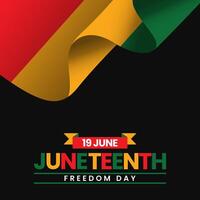 Juneteenth Freedom Day square background with realistic flag vector