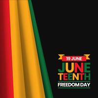 Juneteenth Freedom Day square banner background with realistic flag vector