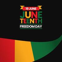 Juneteenth Freedom Day banner background with realistic flag vector