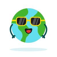Planet Earth sticker mascot character with cute expression for Environment and ecology themes vector