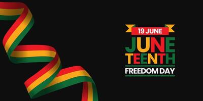 Juneteenth Freedom Day waving flag background with blank space area vector