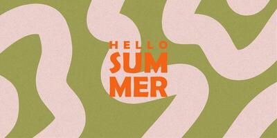 Modern minimalist summer horizontal background with hand drawn bright color shapes vector