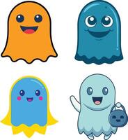 Four cartoon ghosts with different expressions vector