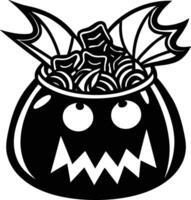 Halloween candy bucket with bats and bats in it vector
