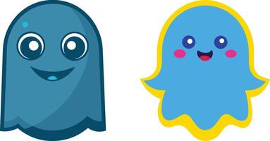 Two cartoon ghosts with different expressions vector