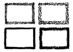 Grunge rectangle frame with chalk doodle loop and scribble. Grunge border decoration with drawing elements vector