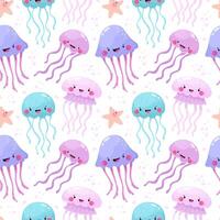 Seamless pattern with jellyfish. vector